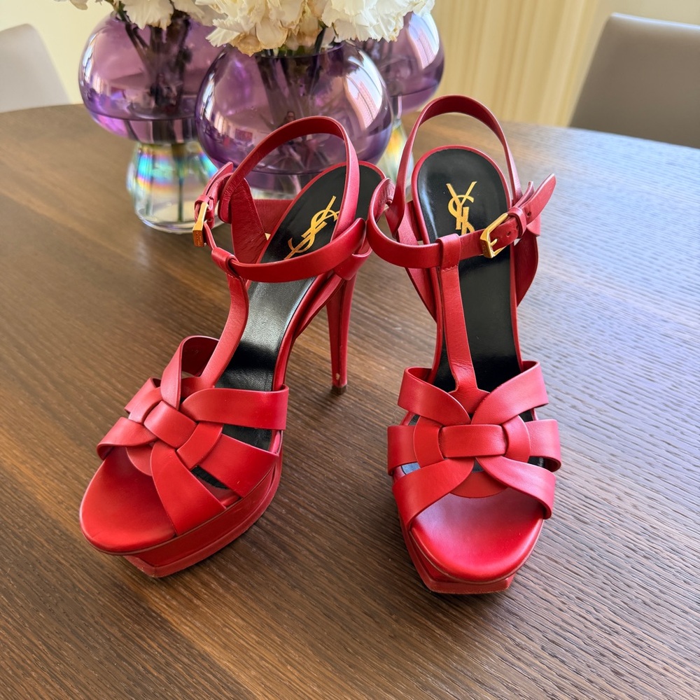 Yves Saint Laurent Bold Red Platform Heels